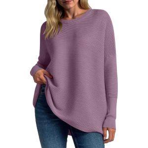 imageANRABESS Womens Oversized Batwing Long Sleeve Ribbed Knit Sweaters 2025 Fall OutfitsLight Purple