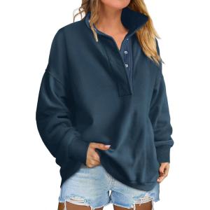imageANRABESS Womens Oversized Sweatshirt Long Sleeve Henley Pullover Tops 2025 Fall Casual Button Loose Fit Teens Fashion OutfitsNavy Blue