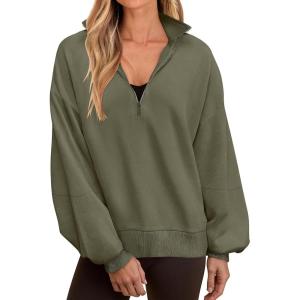 imageANRABESS Womens Oversized Sweatshirts Quarter Zip Long Sleeve Comfy Casual Pullover Tops 2025 Fall Trendy Y2K OutfitsArmy Green