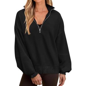 imageANRABESS Womens Oversized Sweatshirts Quarter Zip Long Sleeve Comfy Casual Pullover Tops 2025 Fall Trendy Y2K OutfitsBlack