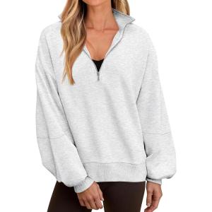 imageANRABESS Womens Oversized Sweatshirts Quarter Zip Long Sleeve Comfy Casual Pullover Tops 2025 Fall Trendy Y2K OutfitsLight Grey