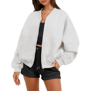 imageANRABESS Womens Zip up Oversized Sweatshirts Fleece jacket Coat Long Sleeve Casual Hoodie 2025 Fall Teen Girl Top ClothesBeige