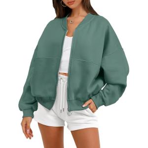 imageANRABESS Womens Zip up Oversized Sweatshirts Fleece jacket Coat Long Sleeve Casual Hoodie 2025 Fall Teen Girl Top ClothesLake Green