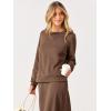 imageANRABESS 2 Piece Skirt Sets For Women Fall Dresses 2025 Long Sleeve Top and Midi Skirts Lounge Travel Outfits Winter ClothesCamel