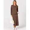 imageANRABESS 2 Piece Skirt Sets For Women Fall Dresses 2025 Long Sleeve Top and Midi Skirts Lounge Travel Outfits Winter ClothesCamel