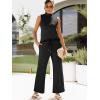 imageANRABESS Women 2 Piece Outfits Summer Lounge Sets Mock Neck Top Wide Leg Pants Casual Fashion Tracksuit 2025 Travel ClothesBlack