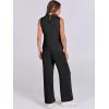 imageANRABESS Women 2 Piece Outfits Summer Lounge Sets Mock Neck Top Wide Leg Pants Casual Fashion Tracksuit 2025 Travel ClothesBlack