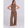 imageANRABESS Women 2 Piece Outfits Summer Lounge Sets Mock Neck Top Wide Leg Pants Casual Fashion Tracksuit 2025 Travel ClothesBrown