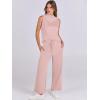 imageANRABESS Women 2 Piece Outfits Summer Lounge Sets Mock Neck Top Wide Leg Pants Casual Fashion Tracksuit 2025 Travel ClothesLight Pink