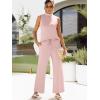 imageANRABESS Women 2 Piece Outfits Summer Lounge Sets Mock Neck Top Wide Leg Pants Casual Fashion Tracksuit 2025 Travel ClothesLight Pink