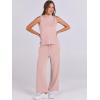 imageANRABESS Women 2 Piece Outfits Summer Lounge Sets Mock Neck Top Wide Leg Pants Casual Fashion Tracksuit 2025 Travel ClothesLight Pink