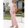 imageANRABESS Women 2 Piece Outfits Summer Lounge Sets Mock Neck Top Wide Leg Pants Casual Fashion Tracksuit 2025 Travel ClothesLight Pink