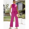 imageANRABESS Women 2 Piece Outfits Summer Lounge Sets Mock Neck Top Wide Leg Pants Casual Fashion Tracksuit 2025 Travel ClothesRose