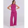 imageANRABESS Women 2 Piece Outfits Summer Lounge Sets Mock Neck Top Wide Leg Pants Casual Fashion Tracksuit 2025 Travel ClothesRose