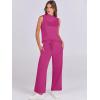 imageANRABESS Women 2 Piece Outfits Summer Lounge Sets Mock Neck Top Wide Leg Pants Casual Fashion Tracksuit 2025 Travel ClothesRose