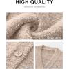 imageANRABESS Women Pajama Lounge Sets Fuzzy Fleece 2 Piece Outfits Long Sleeve Cardigan Wide Leg Pants 2025 Fall Comfy LoungewearLight Khaki