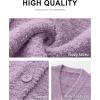 imageANRABESS Women Pajama Lounge Sets Fuzzy Fleece 2 Piece Outfits Long Sleeve Cardigan Wide Leg Pants 2025 Fall Comfy LoungewearPurple