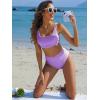 imageANRABESS Women Swimsuits Two Piece Bikini Set High Waisted Ribbed Tummy Control Modest Bathing Suits 2025 Beach Swim WearLight Purple