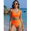 imageANRABESS Women Swimsuits Two Piece Bikini Set High Waisted Ribbed Tummy Control Modest Bathing Suits 2025 Beach Swim WearNeon Orange