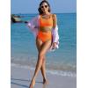 imageANRABESS Women Swimsuits Two Piece Bikini Set High Waisted Ribbed Tummy Control Modest Bathing Suits 2025 Beach Swim WearNeon Orange