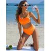 imageANRABESS Women Swimsuits Two Piece Bikini Set High Waisted Ribbed Tummy Control Modest Bathing Suits 2025 Beach Swim WearNeon Orange