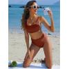 imageANRABESS Women Swimsuits Two Piece Bikini Set High Waisted Ribbed Tummy Control Modest Bathing Suits 2025 Beach Swim WearRed Brown