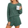 imageANRABESS Womens 2 Piece Lounge Pajama Sets Casual Ribbed Long Sleeve Top Matching Shorts Sleepwear PJ Set 2025 Fall OutfitsGreen