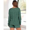 imageANRABESS Womens 2 Piece Lounge Pajama Sets Casual Ribbed Long Sleeve Top Matching Shorts Sleepwear PJ Set 2025 Fall OutfitsGreen