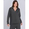 imageANRABESS Womens 2 Piece Outfits Lounge Sets Casual Long Sleeve Sweatsuits Polo Top Wide Leg Pants Fall Sweat Matching SetsDark Grey