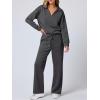 imageANRABESS Womens 2 Piece Outfits Lounge Sets Casual Long Sleeve Sweatsuits Polo Top Wide Leg Pants Fall Sweat Matching SetsDark Grey