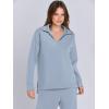 imageANRABESS Womens 2 Piece Outfits Lounge Sets Casual Long Sleeve Sweatsuits Polo Top Wide Leg Pants Fall Sweat Matching SetsSky Blue