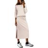 imageANRABESS 2 Piece Skirt Sets For Women Fall Dresses 2025 Long Sleeve Top and Midi Skirts Lounge Travel Outfits Winter ClothesApricot Pink