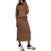 imageANRABESS 2 Piece Skirt Sets For Women Fall Dresses 2025 Long Sleeve Top and Midi Skirts Lounge Travel Outfits Winter ClothesCamel