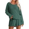 imageANRABESS Womens 2 Piece Lounge Pajama Sets Casual Ribbed Long Sleeve Top Matching Shorts Sleepwear PJ Set 2025 Fall OutfitsGreen
