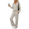 imageANRABESS Womens 2 Piece Outfits Lounge Sets Casual Long Sleeve Sweatsuits Polo Top Wide Leg Pants Fall Sweat Matching SetsPeytoe