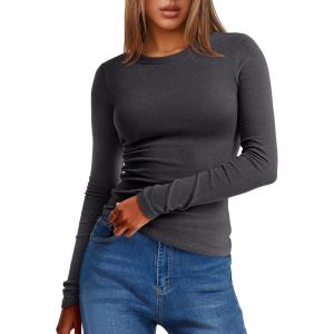 imageANRABESS Women Long Sleeve Thermal Top Crewneck Slim Fit Shirts 2025 Fall Basic Tee Casual Winter Warm Undershirts ClothesDeep Grey
