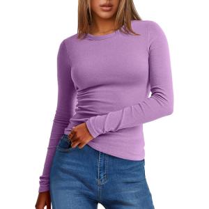imageANRABESS Women Long Sleeve Thermal Top Crewneck Slim Fit Shirts 2025 Fall Basic Tee Casual Winter Warm Undershirts ClothesMauve