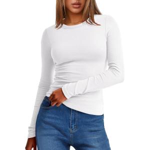 imageANRABESS Women Long Sleeve Thermal Top Crewneck Slim Fit Shirts 2025 Fall Basic Tee Casual Winter Warm Undershirts ClothesWhite