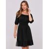 imageANRABESS Womens Half Sleeve Mini Dress 2025 Fall Square Neck Casual Flowy Wedding Guest Dresses Summer Beach Vacation OutfitsBlack