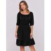 imageANRABESS Womens Half Sleeve Mini Dress 2025 Fall Square Neck Casual Flowy Wedding Guest Dresses Summer Beach Vacation OutfitsBlack