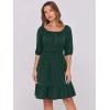 imageANRABESS Womens Half Sleeve Mini Dress 2025 Fall Square Neck Casual Flowy Wedding Guest Dresses Summer Beach Vacation OutfitsDark Green