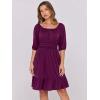 imageANRABESS Womens Half Sleeve Mini Dress 2025 Fall Square Neck Casual Flowy Wedding Guest Dresses Summer Beach Vacation OutfitsDark Purple