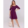imageANRABESS Womens Half Sleeve Mini Dress 2025 Fall Square Neck Casual Flowy Wedding Guest Dresses Summer Beach Vacation OutfitsDark Purple