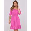 imageANRABESS Womens Half Sleeve Mini Dress 2025 Fall Square Neck Casual Flowy Wedding Guest Dresses Summer Beach Vacation OutfitsHot Pink
