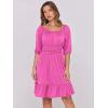 imageANRABESS Womens Half Sleeve Mini Dress 2025 Fall Square Neck Casual Flowy Wedding Guest Dresses Summer Beach Vacation OutfitsHot Pink