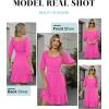 imageANRABESS Womens Half Sleeve Mini Dress 2025 Fall Square Neck Casual Flowy Wedding Guest Dresses Summer Beach Vacation OutfitsHot Pink