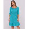 imageANRABESS Womens Half Sleeve Mini Dress 2025 Fall Square Neck Casual Flowy Wedding Guest Dresses Summer Beach Vacation OutfitsLake Green