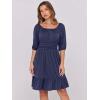 imageANRABESS Womens Half Sleeve Mini Dress 2025 Fall Square Neck Casual Flowy Wedding Guest Dresses Summer Beach Vacation OutfitsNavy Blue