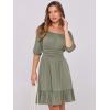 imageANRABESS Womens Half Sleeve Mini Dress 2025 Fall Square Neck Casual Flowy Wedding Guest Dresses Summer Beach Vacation OutfitsOlive