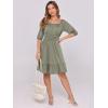imageANRABESS Womens Half Sleeve Mini Dress 2025 Fall Square Neck Casual Flowy Wedding Guest Dresses Summer Beach Vacation OutfitsOlive